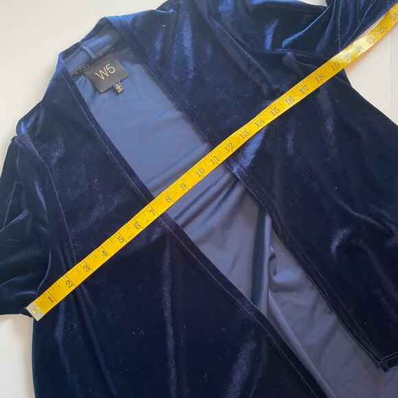 W5 Velveteen Open Cardigan Women's Size Small NavyTie Sleeve Topper Velvet - Picture 6 of 7